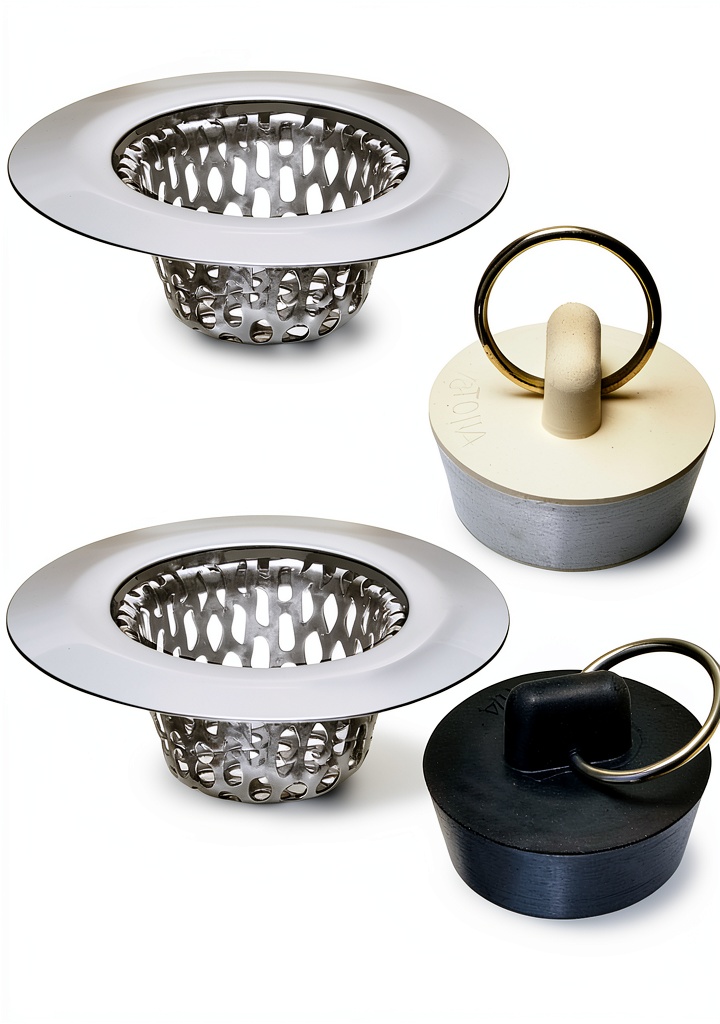 Hilltop Products stainless steel sink strainer installed in a bathroom sink