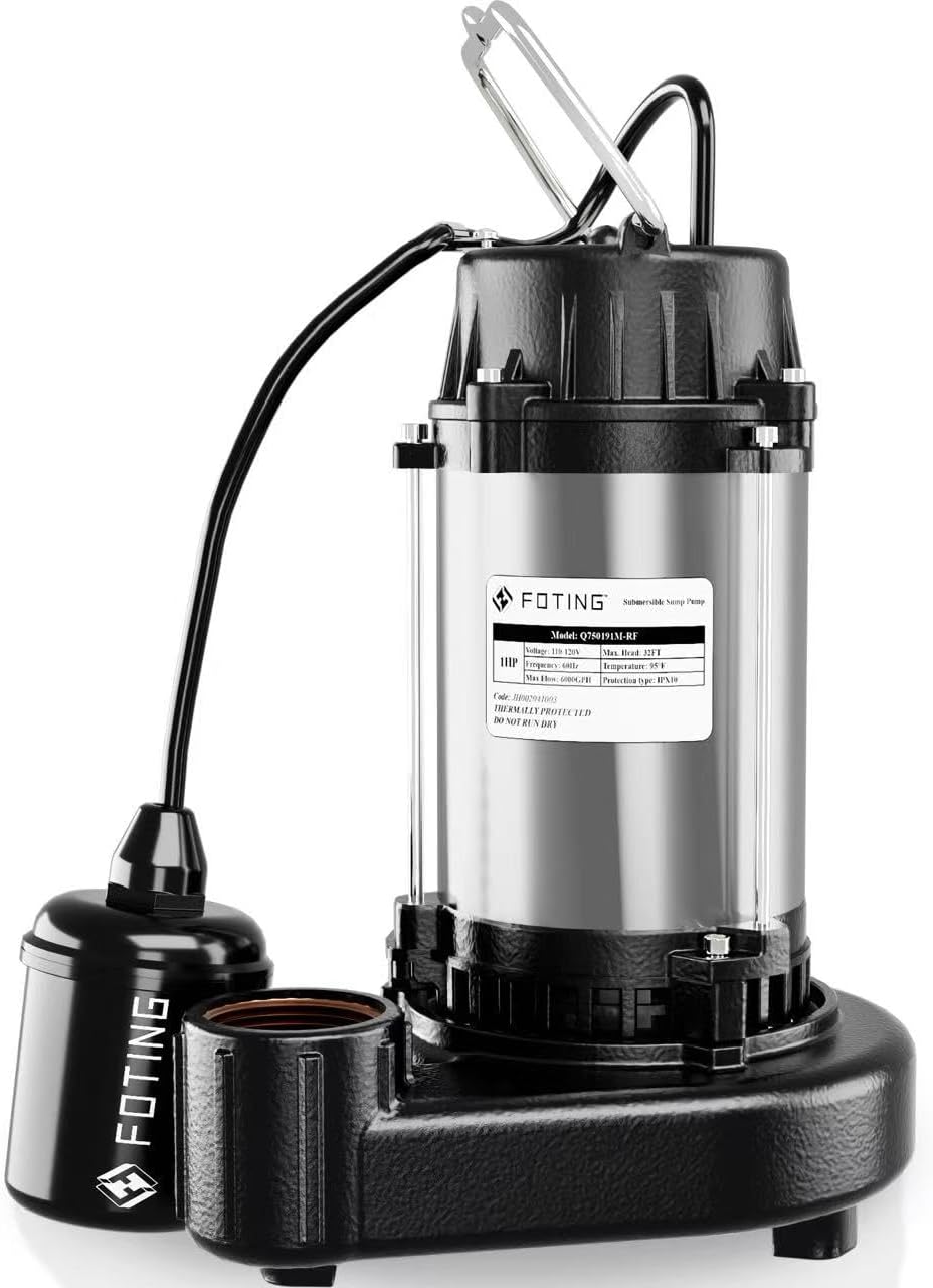 FOTING sewage pump installed in a basement sump pit