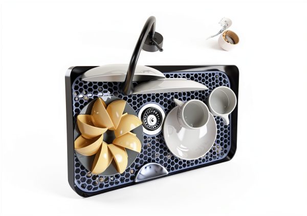 Inchoco Silicone Sink Protector Light Gray Center Drain Mat-5