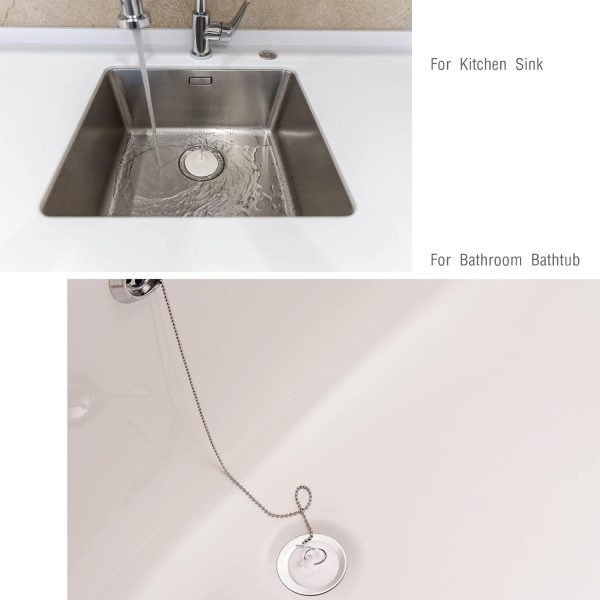 Opzour Bathtub Stopper Rubber Drain Plug Stainless Steel-4