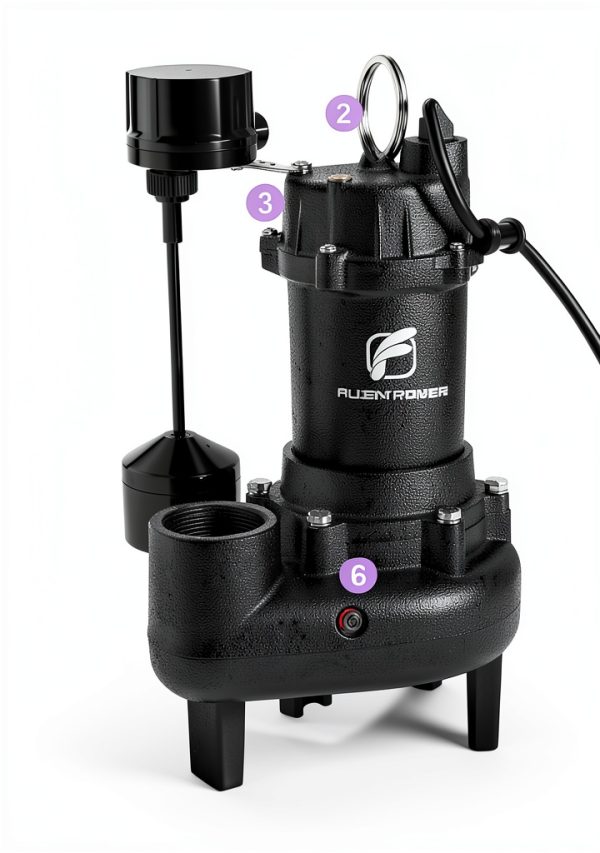 FLUENTPOWER Sewage Pump Cast Iron 5000 GPH 075 HP-4