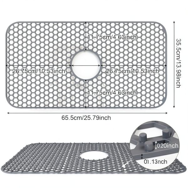Inchoco Silicone Sink Protector Light Gray Center Drain Mat-1