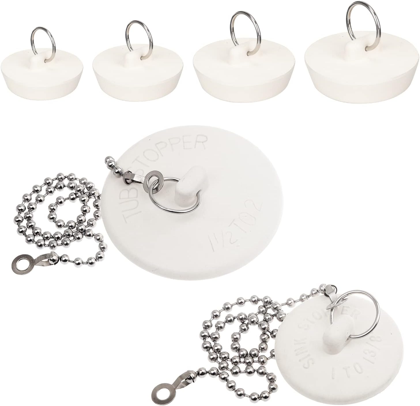 Opzour Bathtub Stoppers set displayed on a bathroom counter