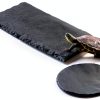 2PCS Turtle Basking Platform 7.9 x 6 inch Rectangle +6 inch Round,Reptile Basking Rocks,Natural Rock Plate,Tortoise Habitat Accessories,Turtle and Fish Bathing Feeding Slate,Aquarium Decoration-0