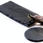 2PCS Turtle Basking Platform 7.9 x 6 inch Rectangle +6 inch Round,Reptile Basking Rocks,Natural Rock Plate,Tortoise Habitat Accessories,Turtle and Fish Bathing Feeding Slate,Aquarium Decoration-0