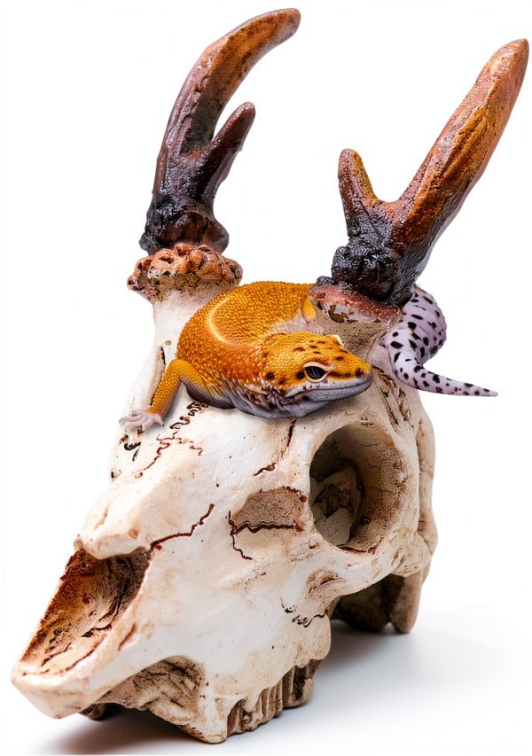 Reptile Decorations White Resin Skull Ornament by MHLLGN for Terrarium-0