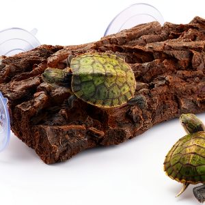 Tfwadmx Turtle Basking Platform, Turtle Dock, Resin Turtles Basking Rock with Suction Cups for Juvenile Turtles, Frogs, Crabs, Geckos, Snakes (Brown)-0