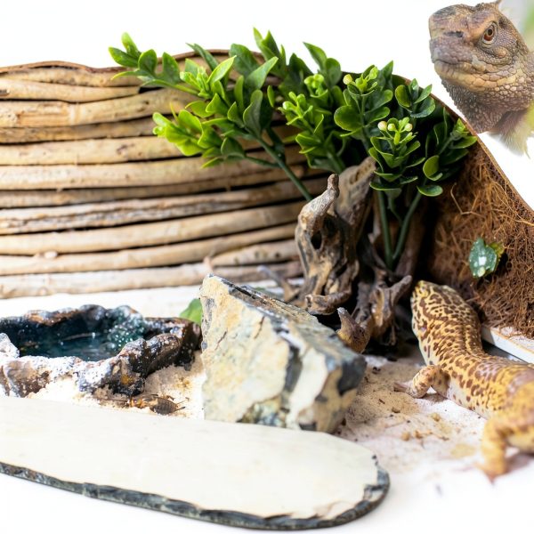 Reptile Basking Platform 2 Pack 11x5.5 Rock Anti‑Slip Pads Shinylin-4