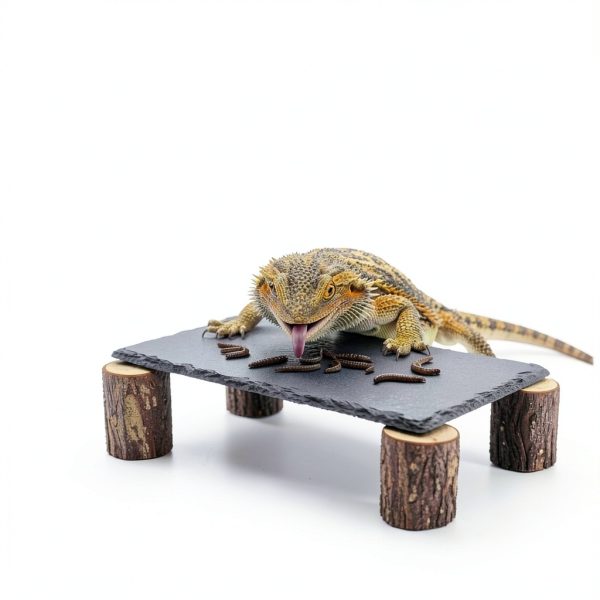 Bearded Dragon Platform kwongkwongRom Rock Slate Wooden Logs-4