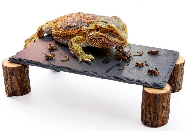 Bearded Dragon Platform kwongkwongRom Rock Slate Wooden Logs-0