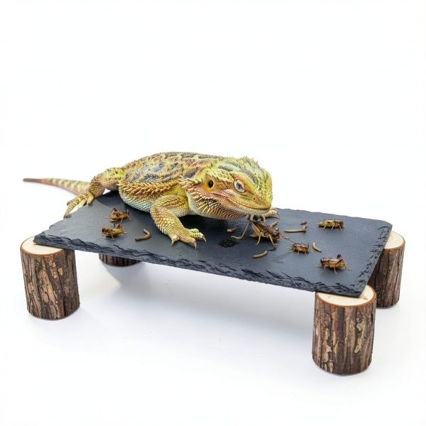 Bearded Dragon Platform kwongkwongRom Rock Slate Wooden Logs-3