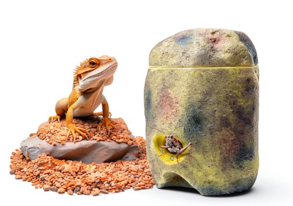 Navaris Reptile Cricket Feeding Rock Polyresin Stone Feeder with-1